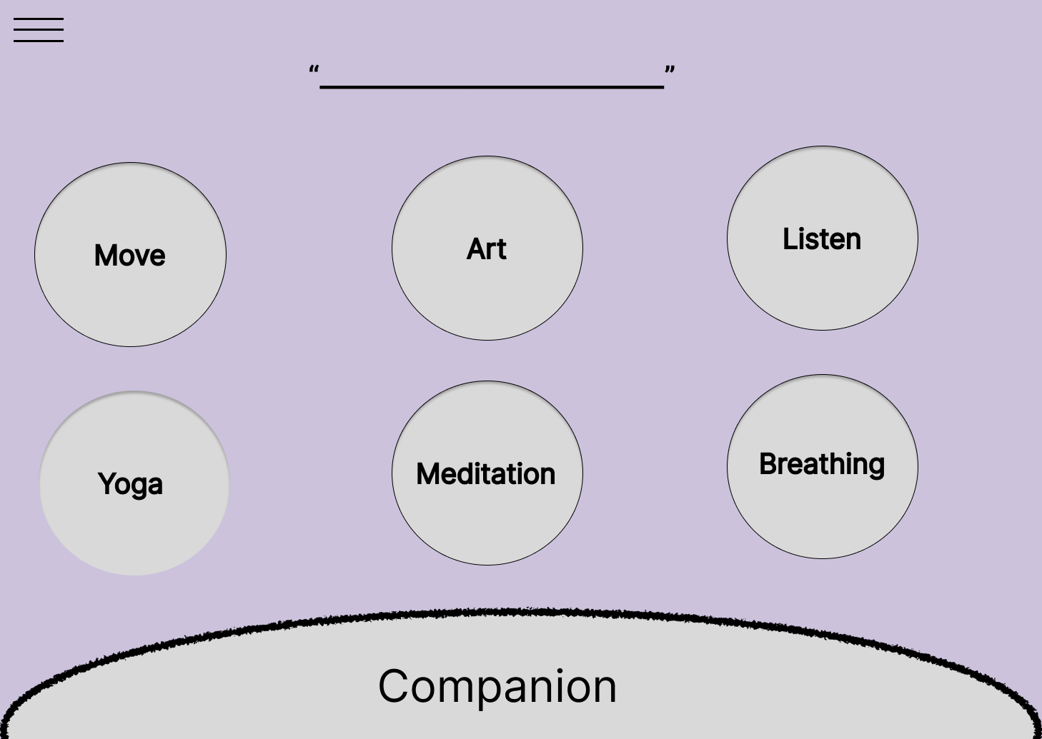 Mind/Body wireframe — Breath Work, Yoga, Meditation